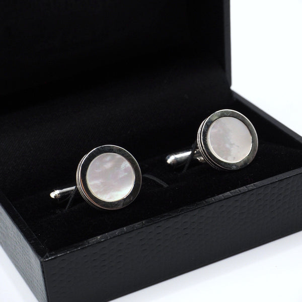 Elegant Round Mother of Pearl Cufflinks