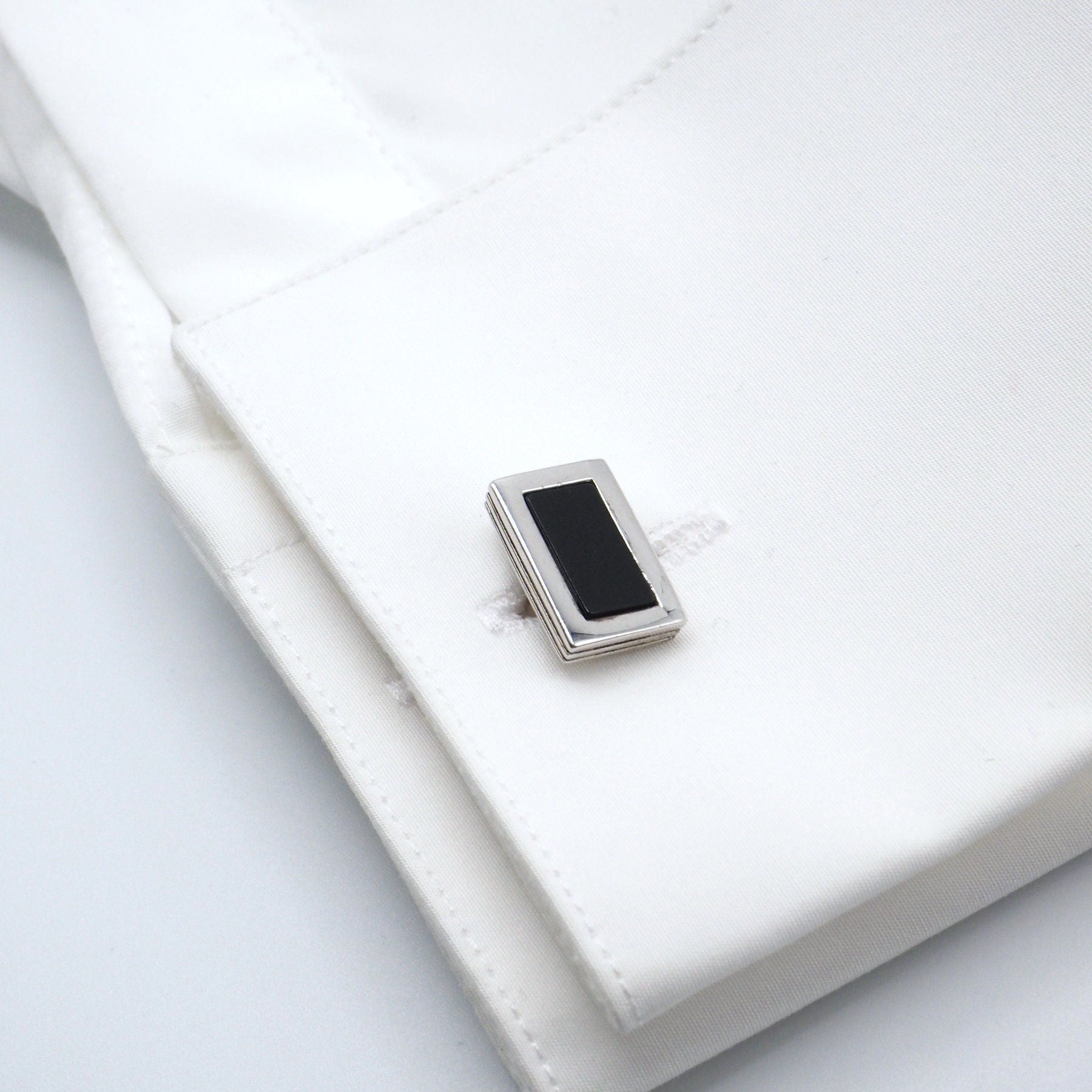 Black rectangular cufflinks