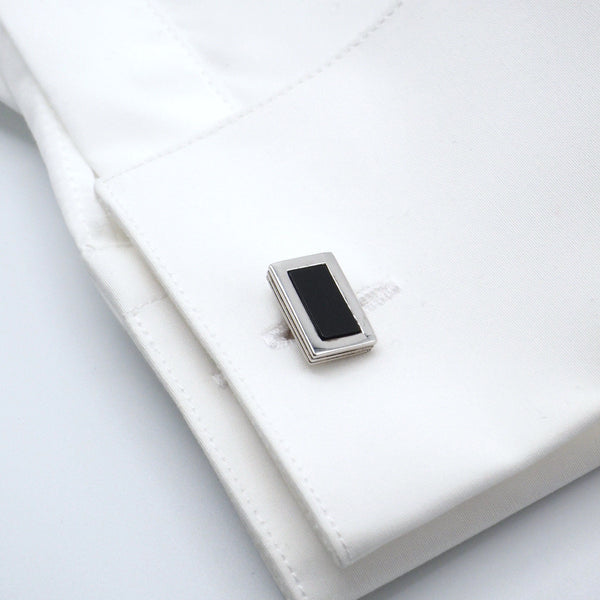 Black rectangular cufflinks