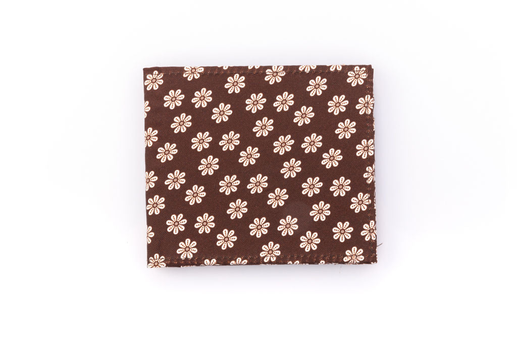 Brown card holder in pure silk