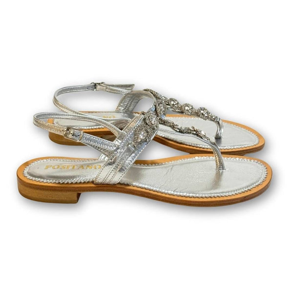 MastroDomenico Women's Handmade Sandals - Marble Silver 