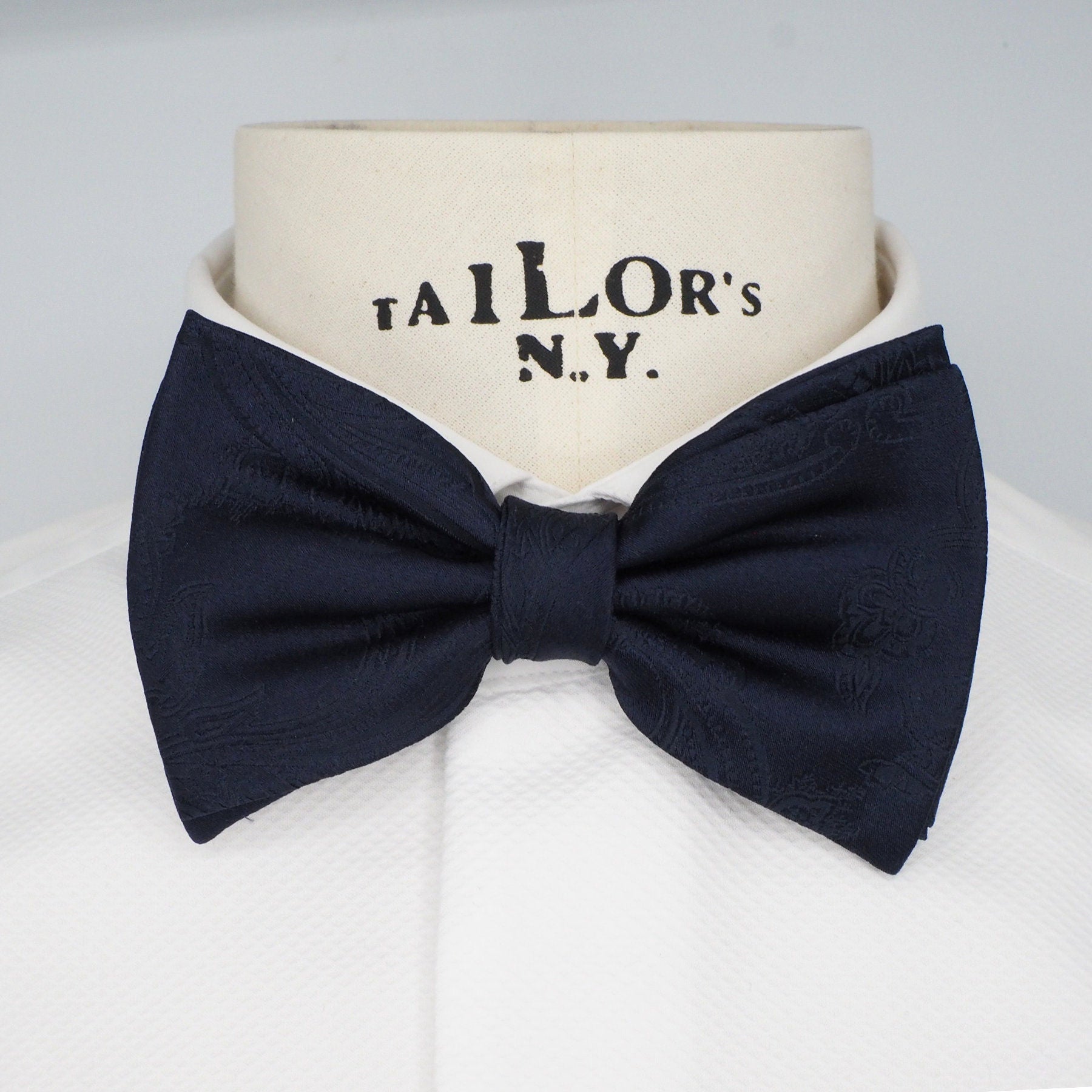 Blue embroidered bow tie