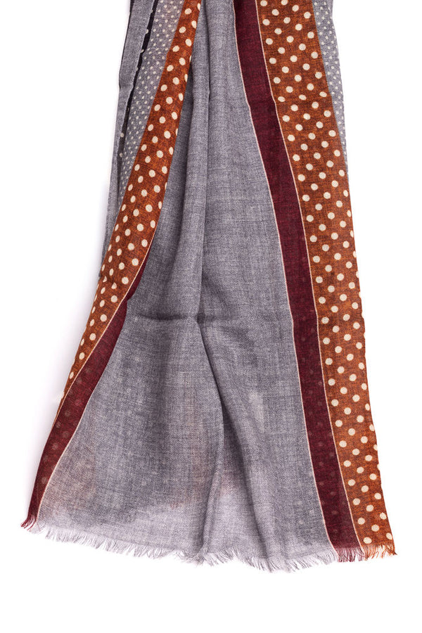Grey polka dot scarf pure wool 