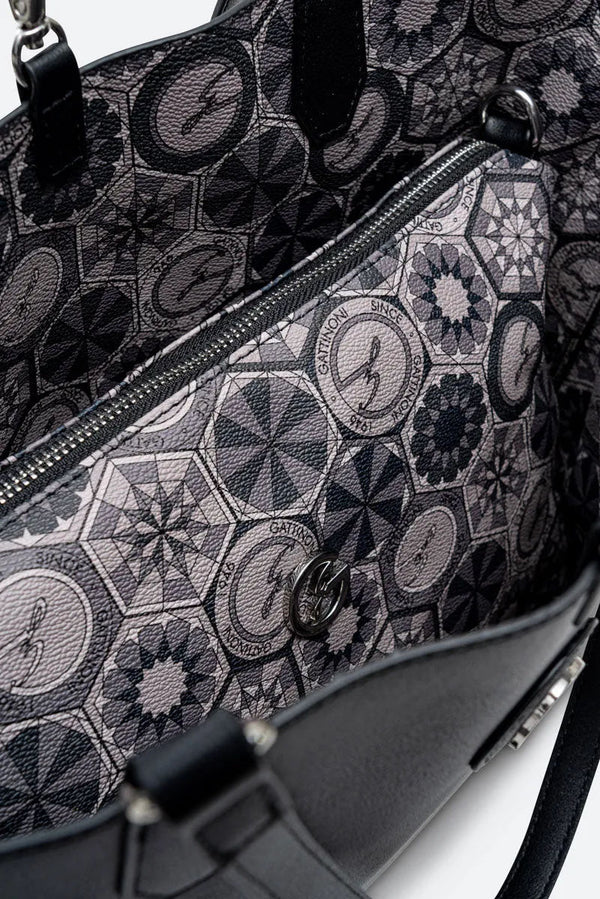 Teodosia Reversible Black Small Shopping Bag