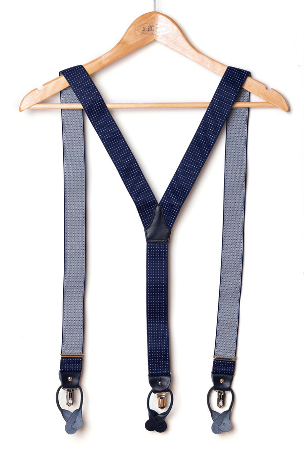 Blue micro polka dot braces