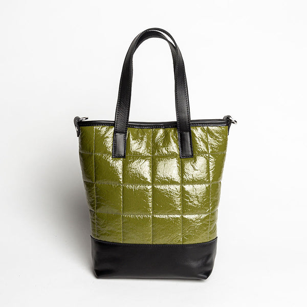 NAPLAK - Tote in nappa leather and eco-patent olive