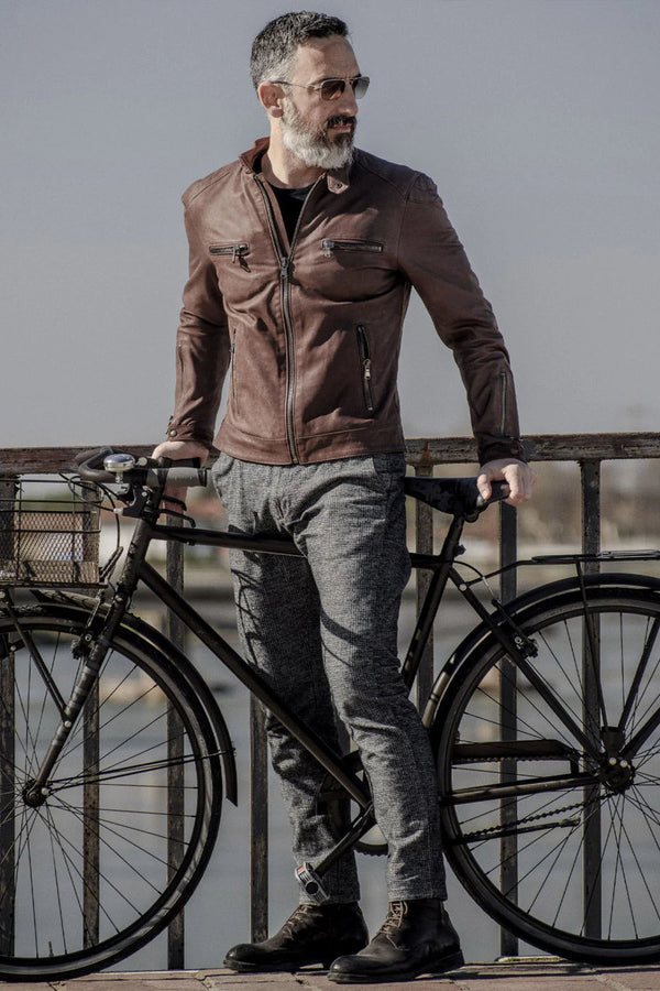Michele Leather Jacket with Stitching