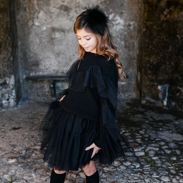 PULLOVER DETTAGLIO BALZA IN TULLE