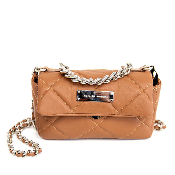 DAISY - quilted evening bag in leather color