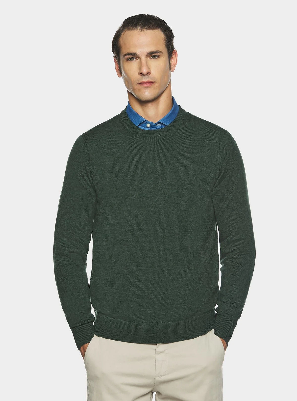 Maglia girocollo in pura lana merino