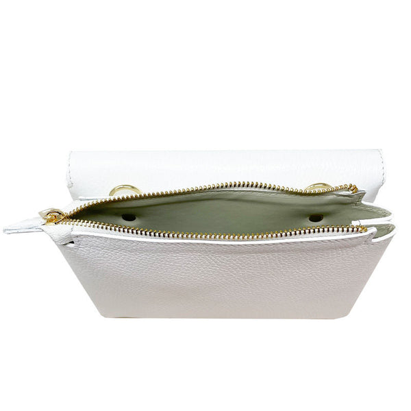 Small Clutch Bag Double Compartment Leather with Chain - K054 