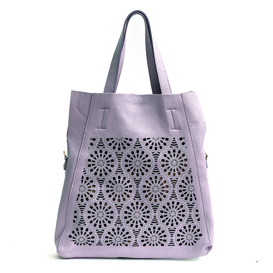 DAFNE - Maxi shopping in pelle traforata lilla