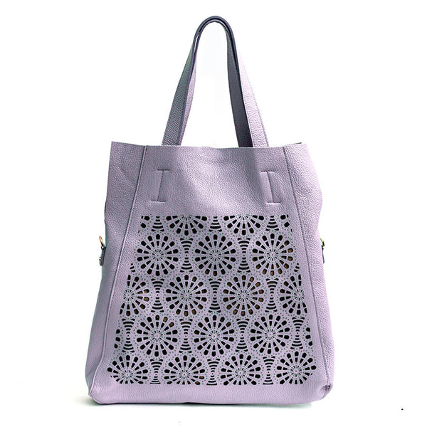 DAFNE - Maxi shopping in pelle traforata lilla