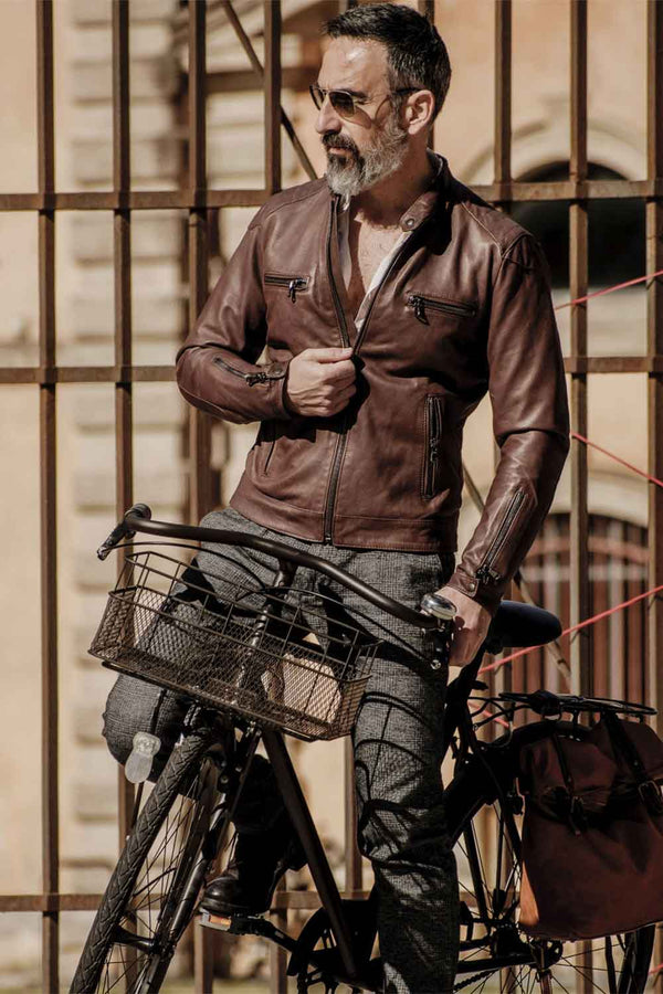 Michele Leather Jacket with Stitching