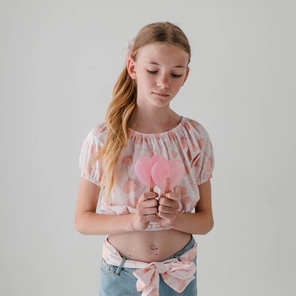 CROPPED TOP IN PATTERNED COTTON