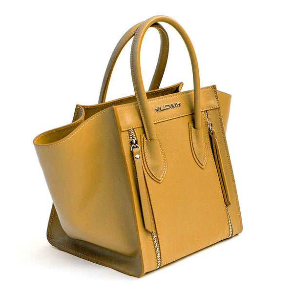 ALIA AM - Mustard Saffiano Leather Trapeze Bag