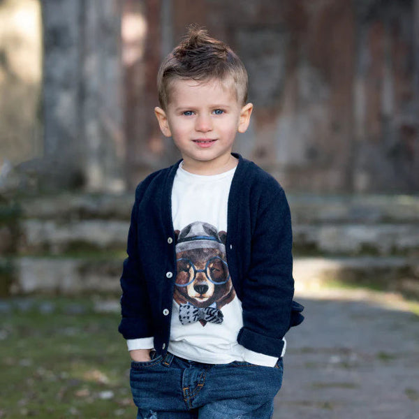 CARDIGAN WITH CHECKED PATCHES