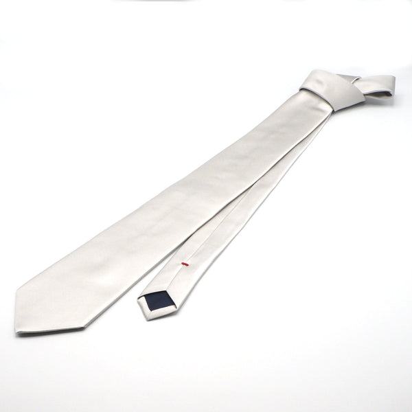 Smooth silver silk tie