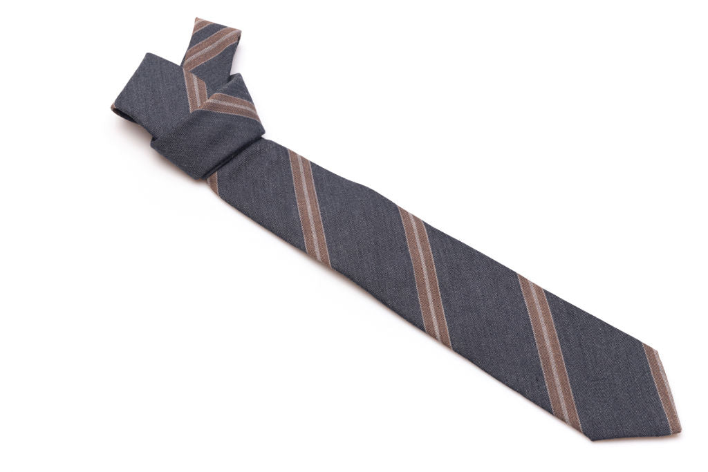 Regimental grey tie in pure wool