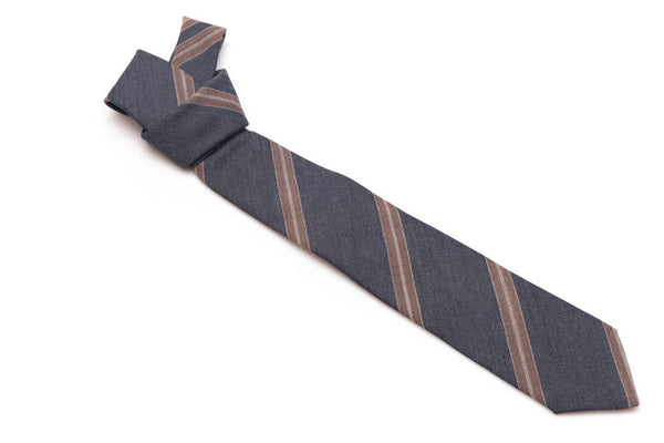 Regimental grey tie in pure wool