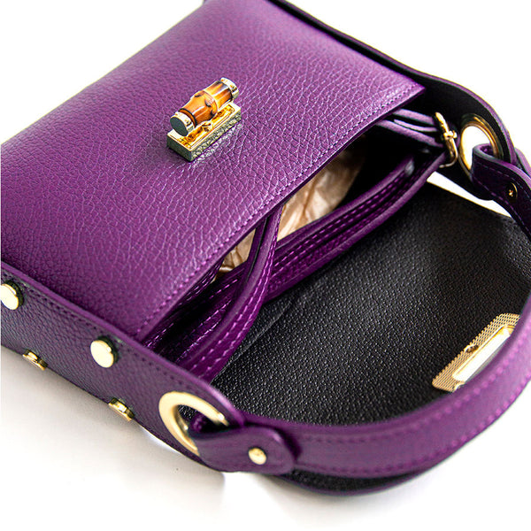 BAMBU' - borsetta con borchie in pelle viola