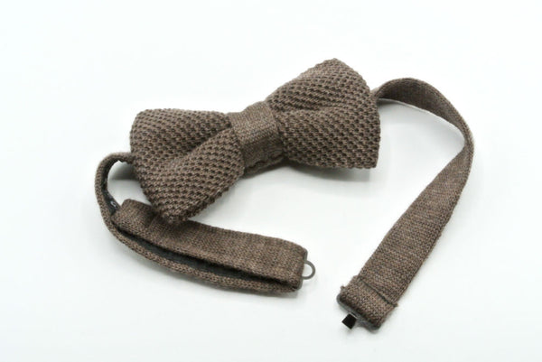 Brown pure wool bow tie