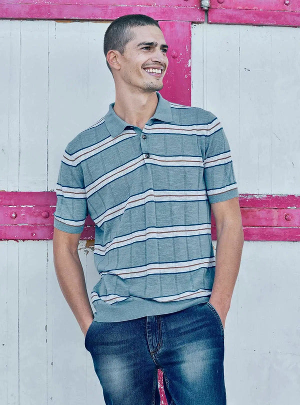 STRIPED SHORT SLEEVE POLO SHIRT WITH BANDS