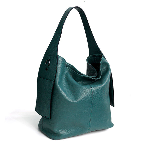 OTTA - Sacca con tasche in pelle petrolio