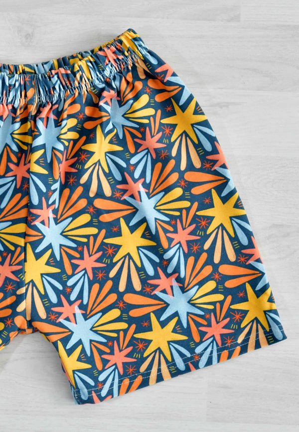 Two Piece Bamboo Pajamas - Stars and Fireworks - Blue Balloon