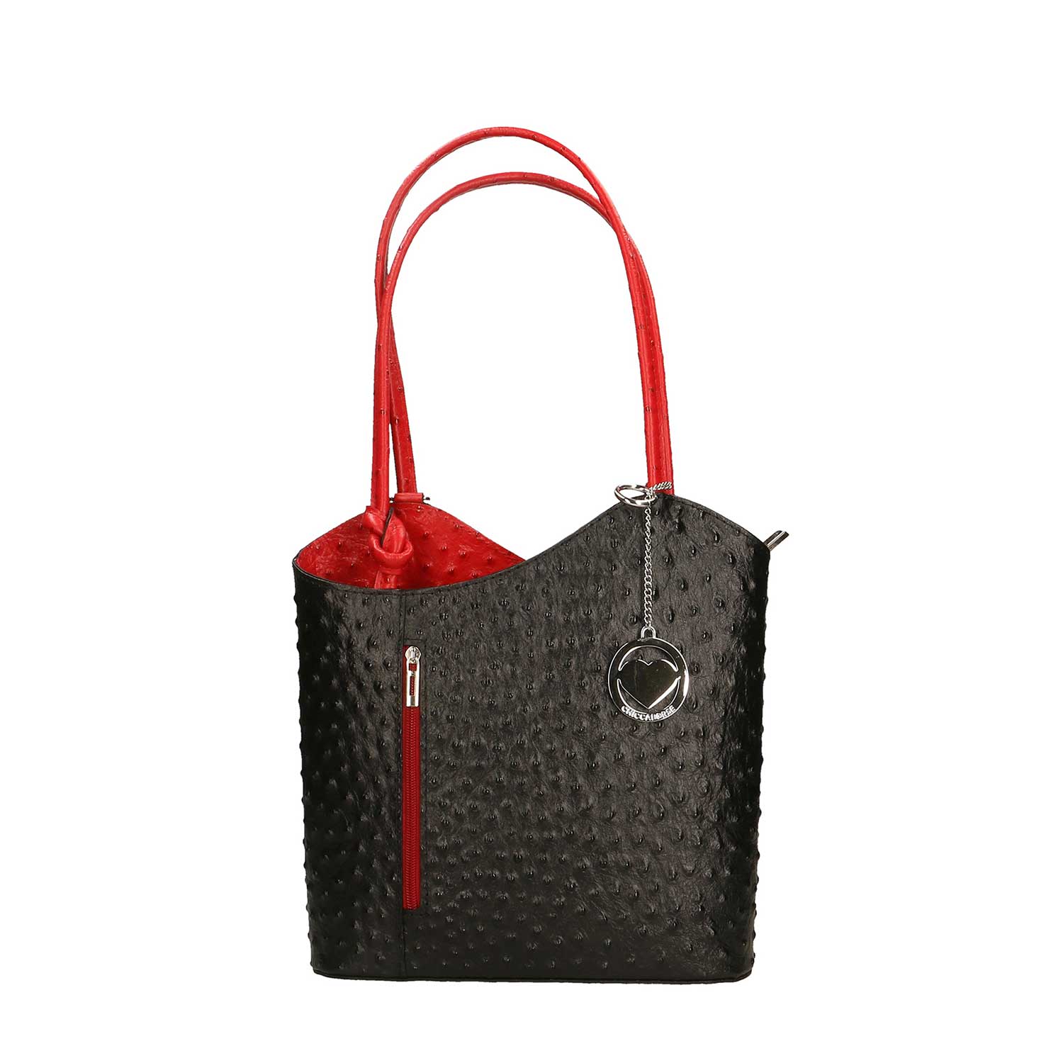 Women's Ostrich Print Leather Shoulder Bag - Cancun 3005. 