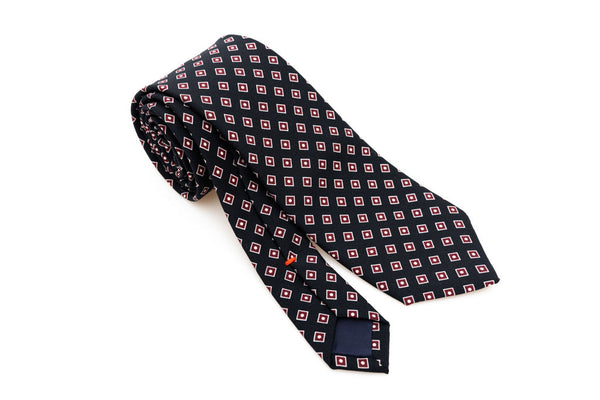 Black tie with burgundy micro pattern pure wool
