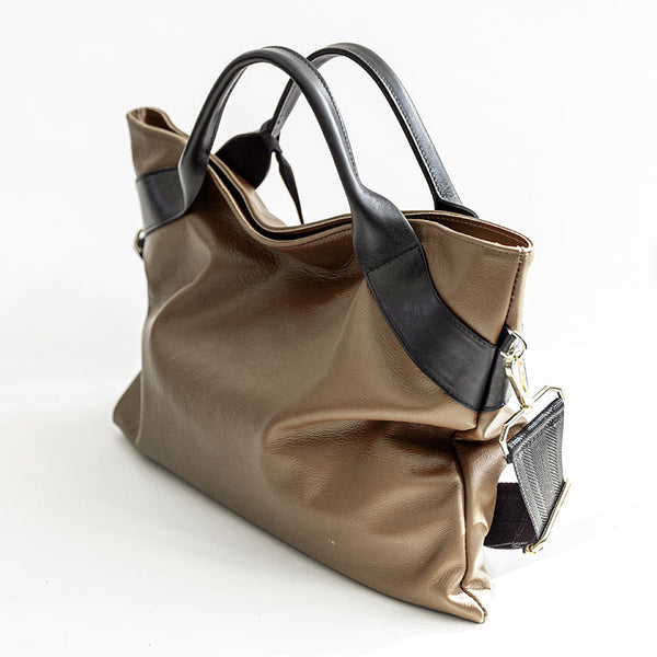 SIENNA IT/AM - Taupe nappa leather bag