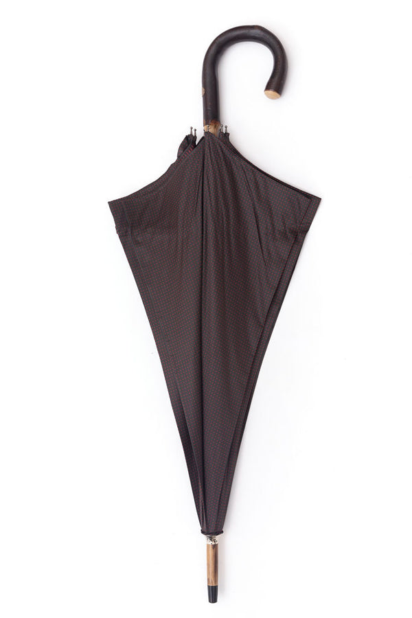 Mario Talarico grey polka dot chestnut wood umbrella