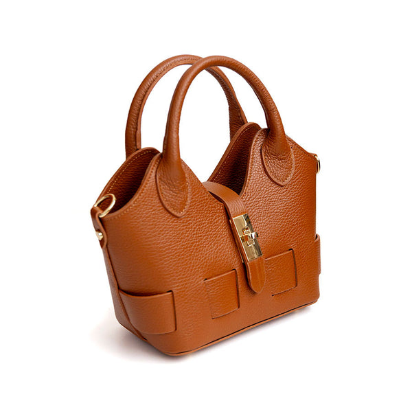 JANET - Borsa in pelle dollaro cuoio scuro