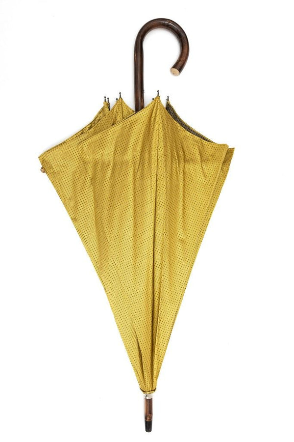 Mario Talarico yellow polka dot umbrella in chestnut wood