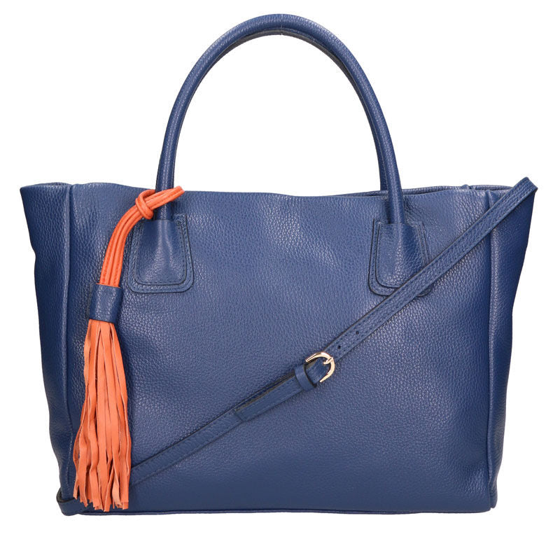 Large Women's Handbag with Leather Pendant - 6503.