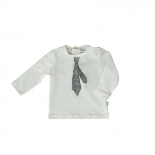 GREY CHECKED TIE T-SHIRT