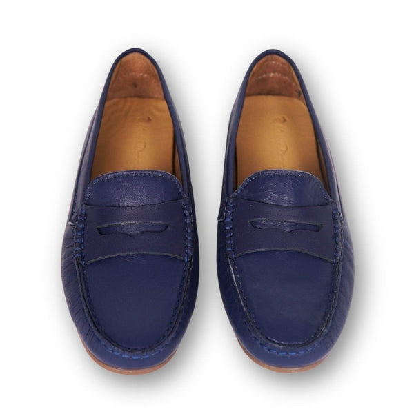 MastroDomenico Women's Handmade Moccasins - Midnight Blue Cyanite