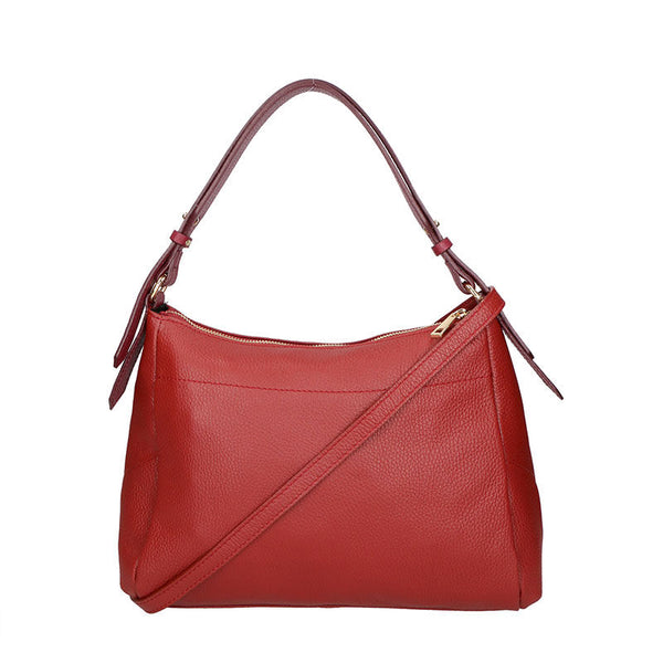 Women's Leather Handbag Contrast Handles - 6675.