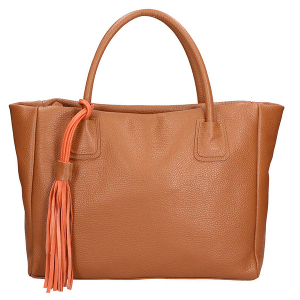 Large Women's Handbag with Leather Pendant - 6503.