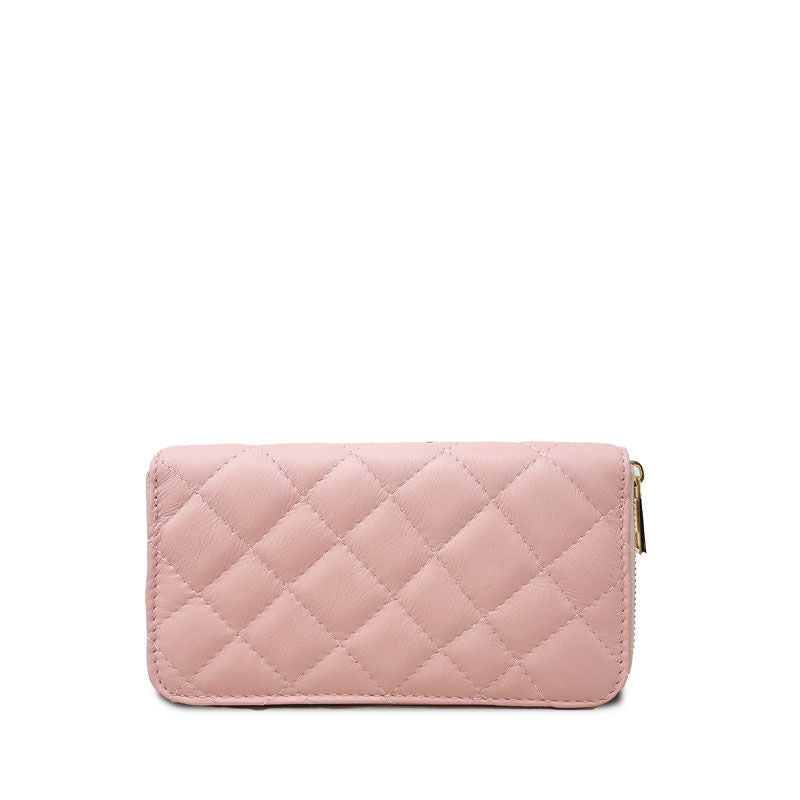 Large Quilted Leather Wallet Dollar Texture - K068 