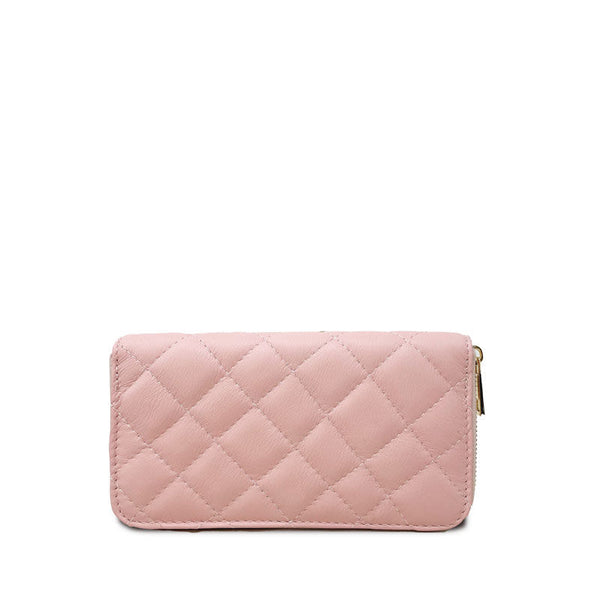 Large Quilted Leather Wallet Dollar Texture - K068 