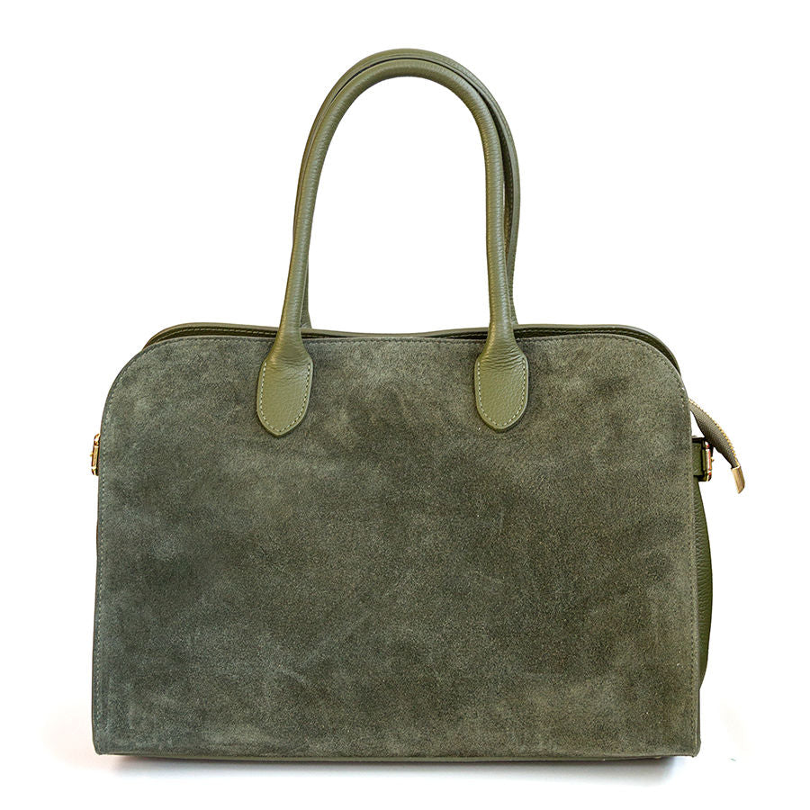 AGATA - Tote in pelle e camoscio verde oliva