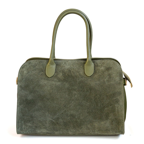 AGATA - Tote in pelle e camoscio verde oliva