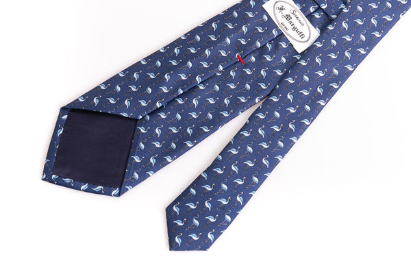 Blue flamingo pure silk tie