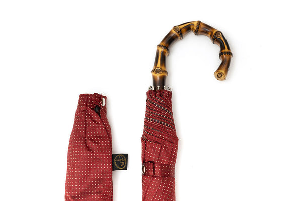 Mario Talarico Folding Umbrella Red Bamboo Handle