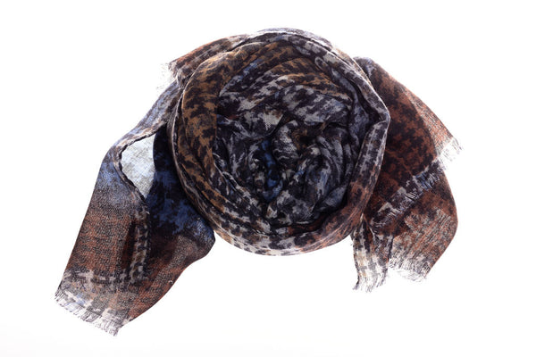 Pure wool check pattern scarf