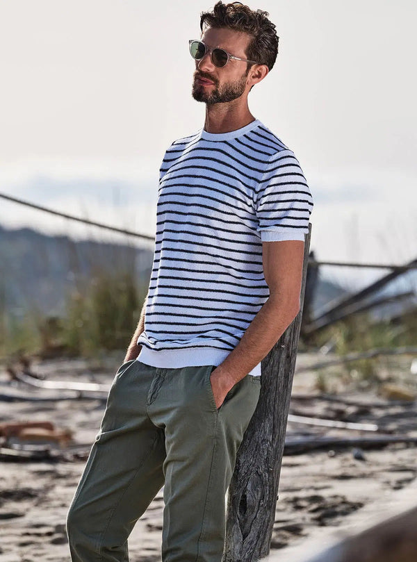 CREW NECK SHORT SLEEVE STRIPED SPONGE