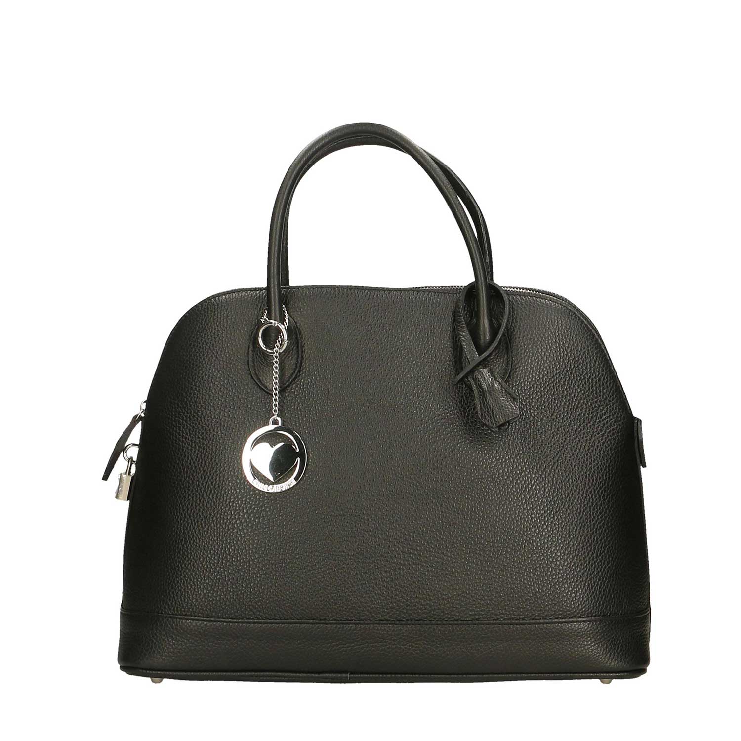 Women's Leather Handbag with Pendant - Torino 80028 