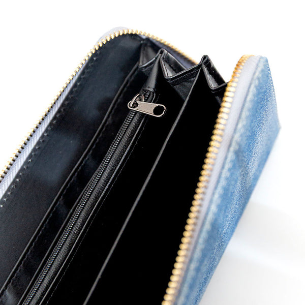 PORTAFOGLIO Medio in camoscio stampa denim